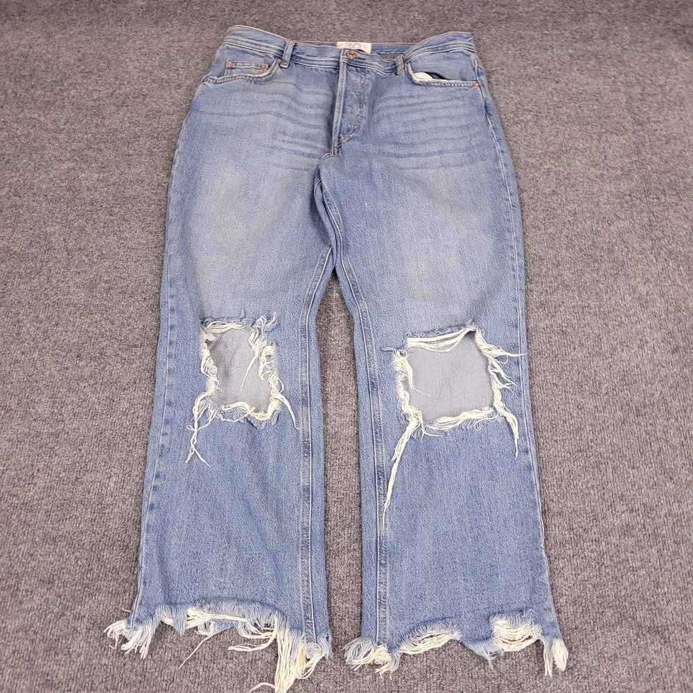 We The Free Distressed Raw Hem Womens 34x29 Light Wash High Rise Crop Jeans